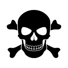 Skull and bones warning sign, icon. Danger sign.