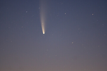 Neowise C 2020 F3 comet passing on a clear night sky