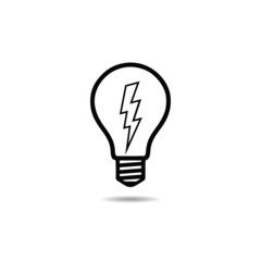Light bulb with lightning symbol icon with shadow