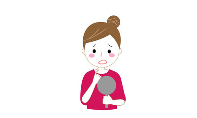 首のポツポツ（いぼ）に悩む女性