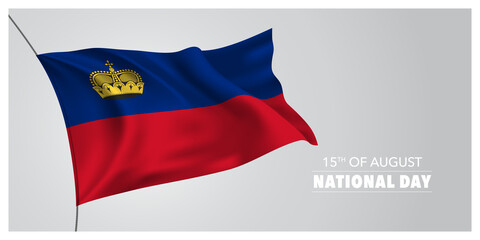Liechtenstein national day greeting card, banner, horizontal vector illustration