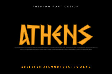 Obraz premium grecka czcionka alfabetu miejskiego z nowoczesnym i abstrakcyjnym stylem do logo i marki