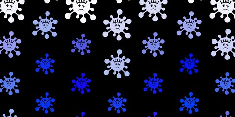 Fototapeta na wymiar Dark blue vector backdrop with virus symbols.