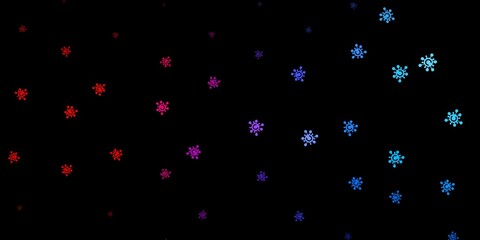 Dark blue, red vector background with covid-19 symbols.