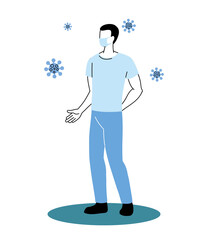 young man with mask in protection of coronavirus
