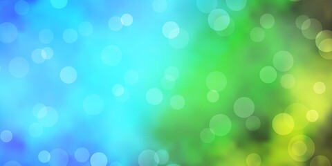 Obraz premium Light Blue, Green vector texture with disks. Glitter abstract illustration with colorful drops. Pattern for booklets, leaflets.