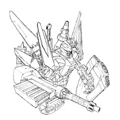 military robot. mech. warrior, gun