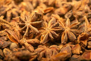 Star anise is the surface texture. Close up.