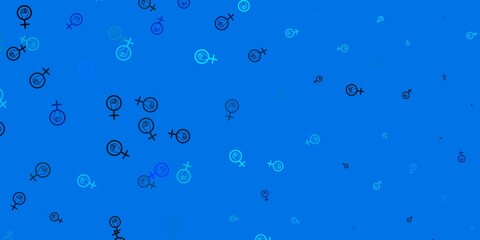 Light BLUE vector backdrop with woman's power symbols.