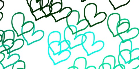 Light Green vector texture with lovely hearts.