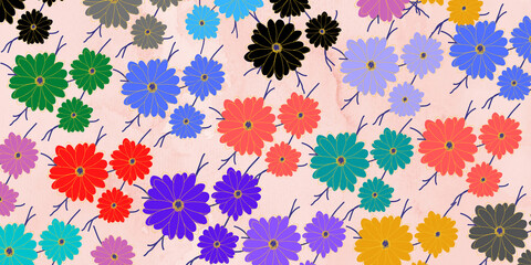 abstract watercolor background with flowers design for textile