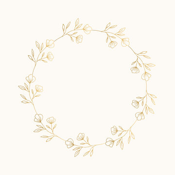 Summer wreath with hand drawn flowers. Elegant floral design. Vector isolated illustration.