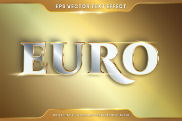 Fototapeta Text effect in 3d Euro words text effect theme editable metal gold silver color concept obraz
