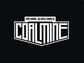 Coal mining logo with coal mine text and Coal mine icon