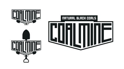 Coal mining logo with coal mine text and Coal mine icon