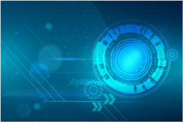 Vector illustration white gear wheel on circuit board, Hi-tech digital technology and engineering, digital telecoms technology concept, Abstract futuristic- technology on blue color background