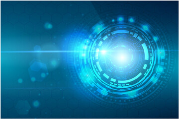 Vector illustration white gear wheel on circuit board, Hi-tech digital technology and engineering, digital telecoms technology concept, Abstract futuristic- technology on blue color background