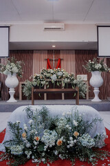Pastel colors floral wedding in indoor elegant beautiful concept decoration