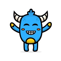 Fototapeta premium cartoon cute blue monster