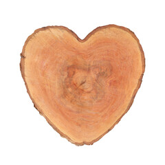 Tree stump Heart shape isolated on white background with clipping path