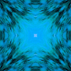 Computer graphics, pattern - kaleidoscope, seamless surreal magical texture in shades of blue. The tile is square.