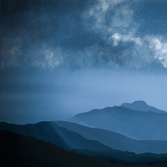 Early foggy morning in the mountains. Background image