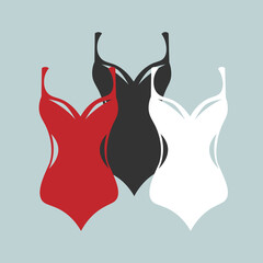 Swimsuit color set icon vector