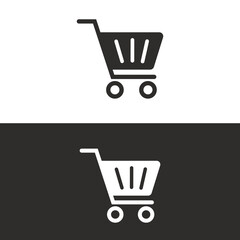 Black & White Vector shopping cart symbol shop and sale icon. Vector illustration