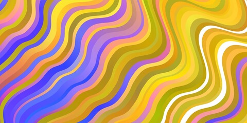 Light Blue, Yellow vector background with bent lines.