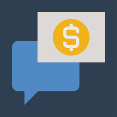 Graphic mall, Conversation money, Flat color icon.