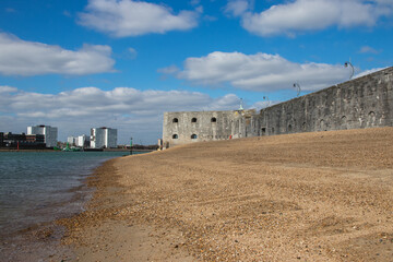 The Hotwalls beach in Old Portsmouth, UK