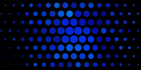 Dark BLUE vector background with bubbles. Colorful illustration with gradient dots in nature style. Pattern for business ads.