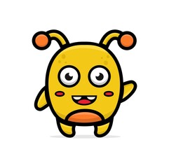cartoon yellow monster suitable for element design or background