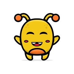 cartoon yellow monster suitable for element design or background