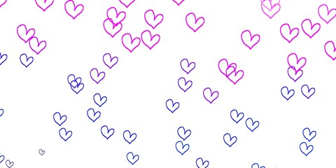 Light Pink, Blue vector backdrop with sweet hearts.