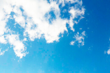Photo of blue sky with white clouds, background, summer, for design and decor, desktop wallpapers