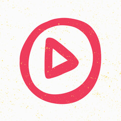 Fototapeta premium Play video button. Sticker for social media content. Vector hand drawn illustration design. 