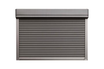 White metal roller door shutter isolated on white background