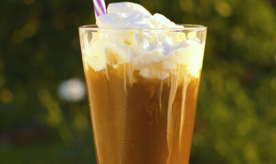 Iced coffee with whipped cream