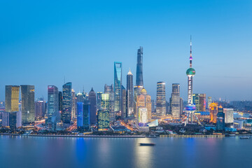 shanghai skyline in nightfall