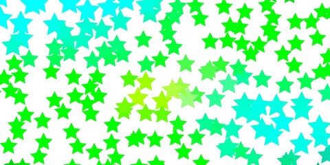 Light Blue, Green vector template with neon stars. Colorful illustration in abstract style with gradient stars. Pattern for wrapping gifts.