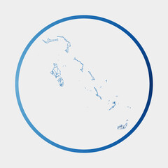 Bahamas icon. Network map of the country. Round Bahamas sign with gradient ring. Technology, internet, network, telecommunication concept. Vector illustration.