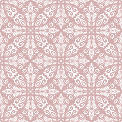 Orient vector classic pattern. Seamless abstract pink and white background with vintage elements. Orient background. Ornament for wallpaper and packaging