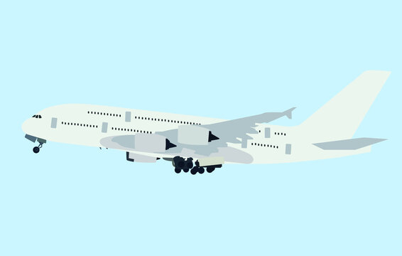 The white plane is a vector image Blue background
