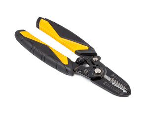 Obraz premium Pliers, Wiring pliers for use in stripping cables and jump cables on a white background