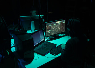 Internet fraud, darknet, data thiefs, cybercrime concept. Hacker attack on government server....