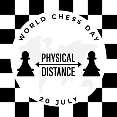 Vector illustration about International Chess Day. world chess day 20 july