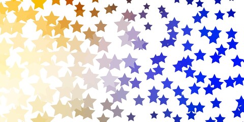Light Blue, Yellow vector background with colorful stars. Decorative illustration with stars on abstract template. Best design for your ad, poster, banner.