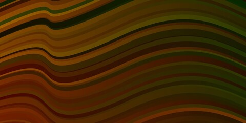 Dark Green, Yellow vector template with wry lines. Bright illustration with gradient circular arcs. Pattern for booklets, leaflets.