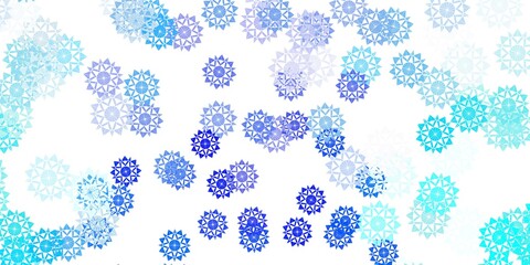 Light blue vector pattern with colored snowflakes.